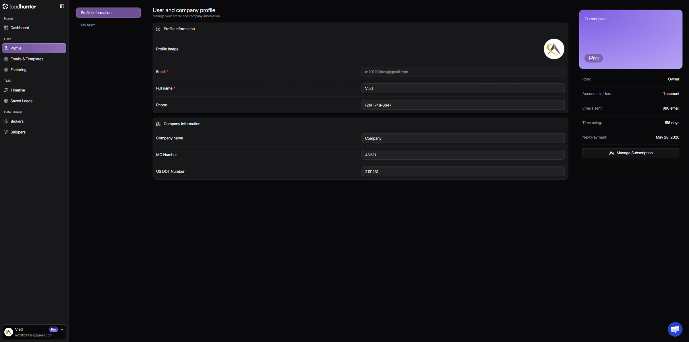 Dashboard screenshot 1